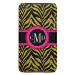 Sassy och chic Monogram för zebra tryckrosasnöre Barely There iPod Fodral