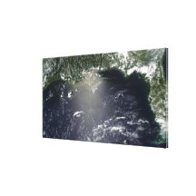 Satellit- beskåda av olje- läcka kanvasdukar med gallerikvalitet