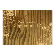 Satt band Wood shabby chicOSA med kuvert Inbjudan