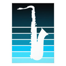 saxofonsilhouette: blått bleknar inbjudan