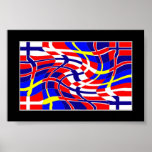 Scandinavy vågigt (den skandinaviska flaggor) print