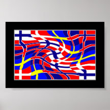 Scandinavy vågigt (den skandinaviska flaggor) print