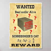 Schrodingers katt önskade affisch