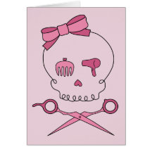 Scissor den åtfölja skallen för hår & Crossbones ( Hälsnings Kort