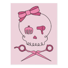 Scissor den åtfölja skallen för hår & Crossbones ( Vykort