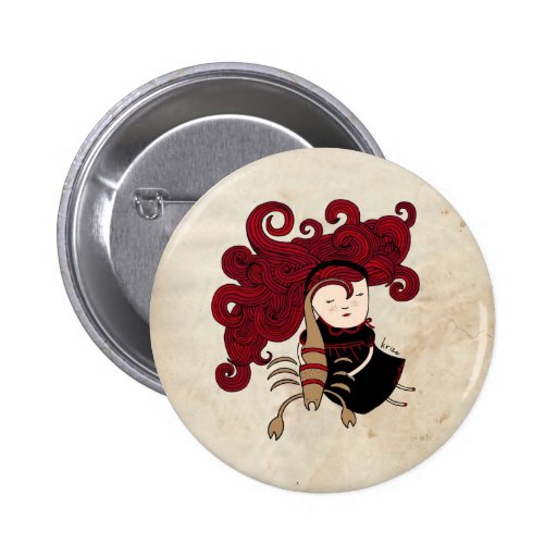 Scorpio Girl Zodiac Sign Botón