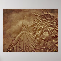 Sculpted fjäril i brunt naturtryck affisch