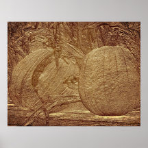 Sculpted tryck för pumpaCornstalks höst Affisch