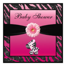 Sebra-, gerbera- & Fauxglitterbaby shower Skräddarsydda Inbjudan