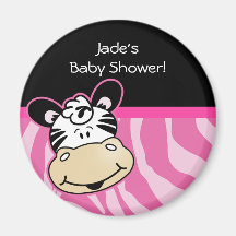 Sebra med rosa zebra ränderbaby showerfavör kylskåpmagneter