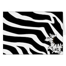 Sebra med zebra ränder hälsnings kort
