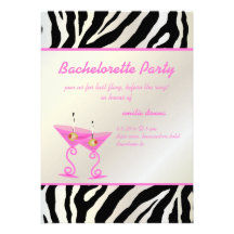 Sebra/rosa martini Bachelorette party Anpassade Tillkännagivande