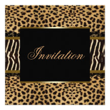 SebraLeopardparty Anpassningsbara Inbjudningskort
