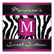 Sebrasweet sixteenMonogram Unika Inbjudningar