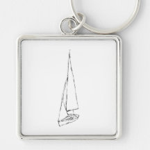 Segelbåt. Skissa i svart och White. Nyckelringar