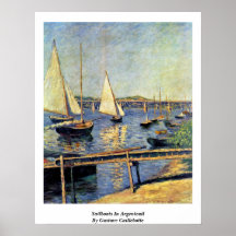 Segelbåtar i Argenteuil av Gustave Caillebotte Print