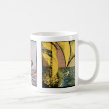 Segla frakten på solnedgång 2 kaffe muggar