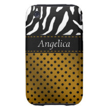 Senap för iphone case för sebrapolka dotspersonlig tough iPhone 3 fodraler