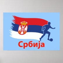 Serbia fotbollflagga affisch