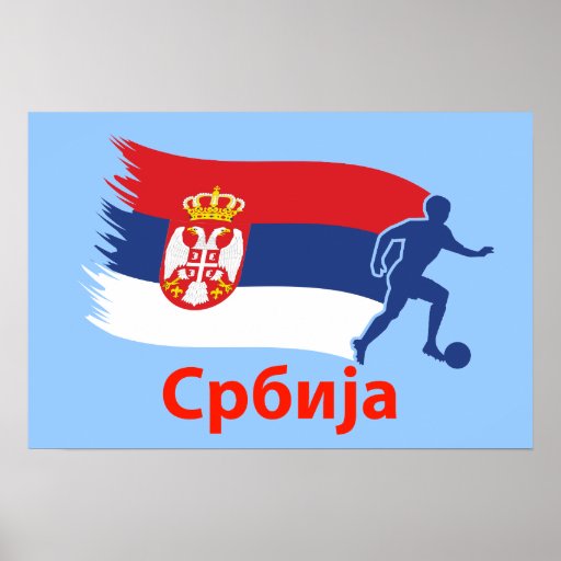 Serbia fotbollflagga affisch