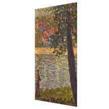 Seurat: Morgonen går (Seinen på Courbevoie) Sträckta Kanvas Tryck