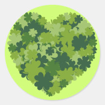 Shamrockhjärta Rund Klistermärke
