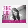 She Did It! Graduation Announcement/Invite vykort