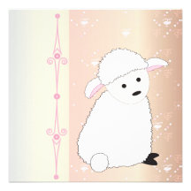 Sheepy på rosor anpassade inbjudan