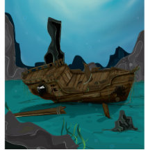 Shipwreck underwater photo cut out