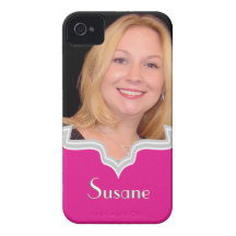 Shock rosa inramar flickaktigt fotoiPhonemallen iPhone 4 Case-Mate Fodral
