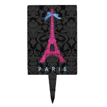Shock rosaEiffel torn i fauxglitter Cake Topper
