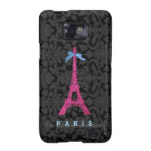 Shock rosaEiffel torn i fauxglitter Galaxy SII Skydd