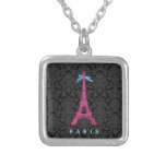 Shock rosaEiffel torn i fauxglitter Anpassningsbar Halsband