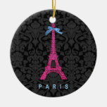 Shock rosaEiffel torn i fauxglitter Julgransdekoration