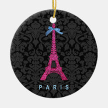Shock rosaEiffel torn i fauxglitter Julgransdekoration