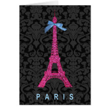 Shock rosaEiffel torn i fauxglitter Kort