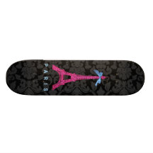 Shock rosaEiffel torn i fauxglitter Anpassad Skate Board
