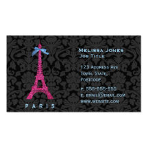 Shock rosaEiffel torn i fauxglitter Visitkort Mallar