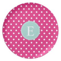 Shock rosapolkaen pricker Mintmonogramen Dinner Plates