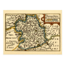 Shropshire ståndsmässig karta, England Vykort