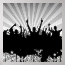 Silhouette B&W för folkmassa för POSTER-/PRINTGrun
