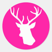 Silhouette för vithjorthuvud - shock rosa klistermärken