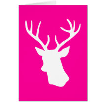 Silhouette för vithjorthuvud - shock rosa kort