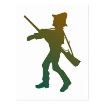 Silhouette Jäger hunter Postkarte