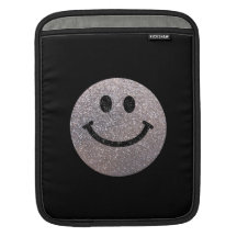 Silver faux glitter smiley face sleeves for iPads