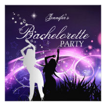 Silver för vit för Bachelorette partysvart purpurf Inbjudan