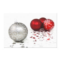Silver och röd jul kanvastryck