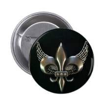 SILVER OCH SVART BEVINGAD FLEUR-DE-LIS KNAPP