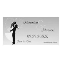 Silver Ombre Silhouette Save The Date Reminder Photo Card Template