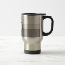Silver Snow Floral Wisps & Stripes with Monogram Mug